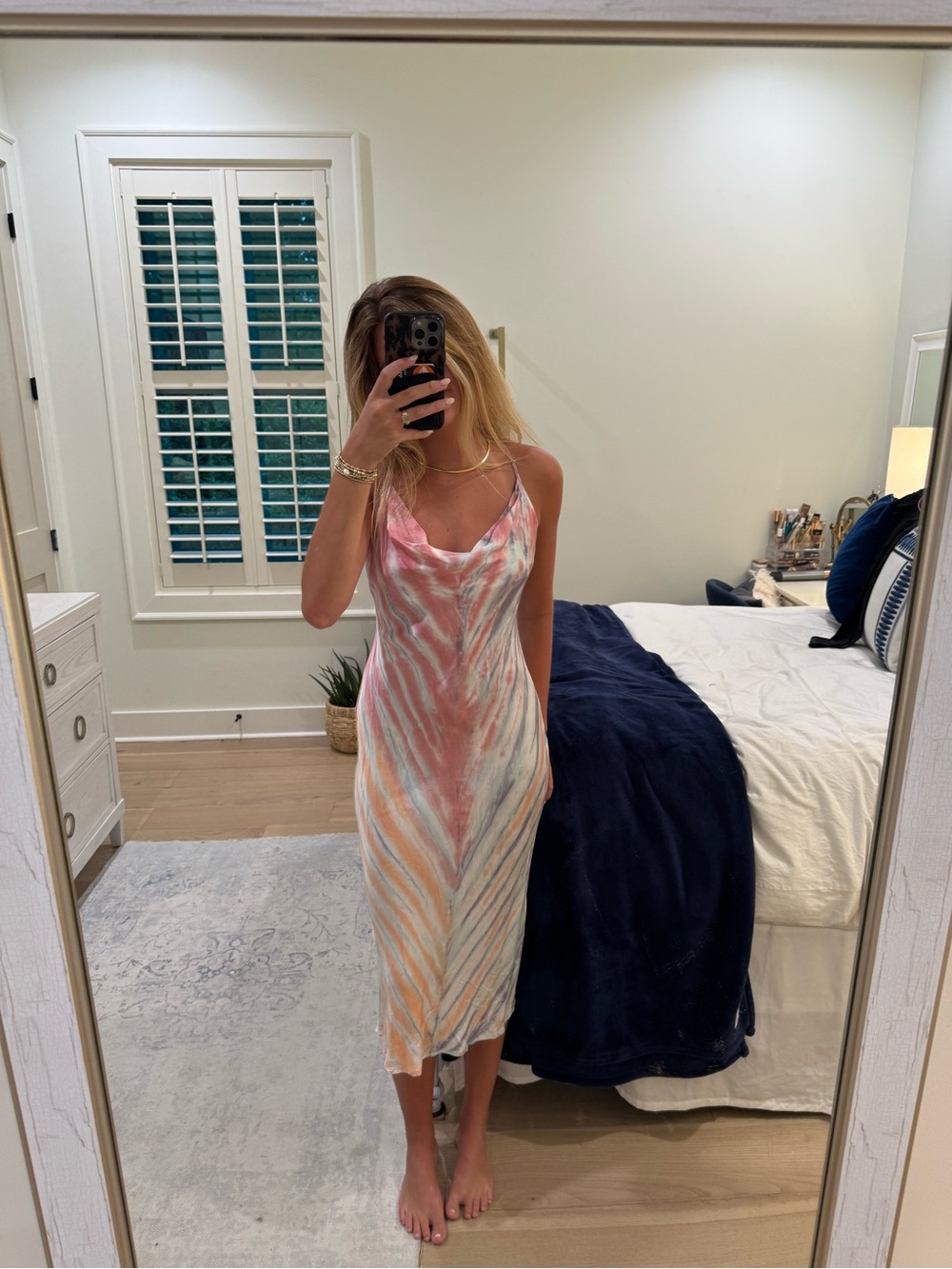 Pastel Multi-Stripe Slip Maxi Dress — Pink & Cream
